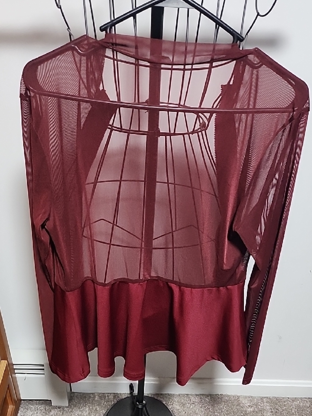 Women’s Burgundy Mesh Zip-Front Jacket - Picture 5 of 5